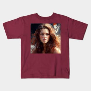 A beautiful woman with long hair Kids T-Shirt